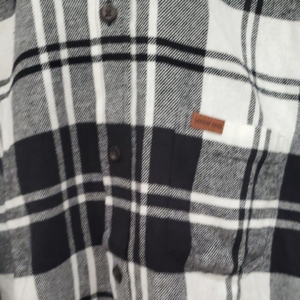 Lands' End Flannel Nwt Black and White Checkered Men's Shirt - Picture 5 of 11